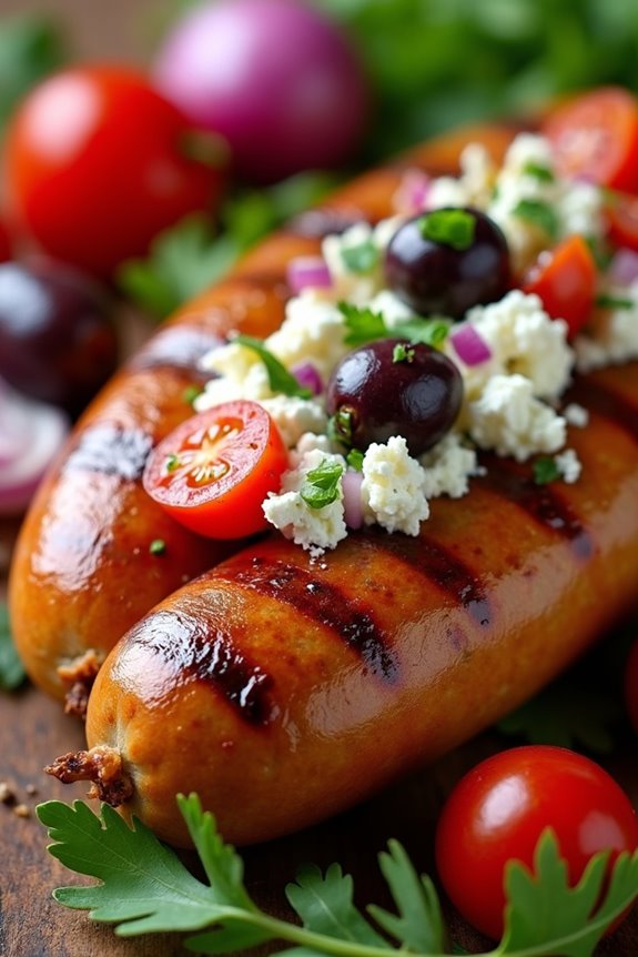 mediterranean bratwurst with feta