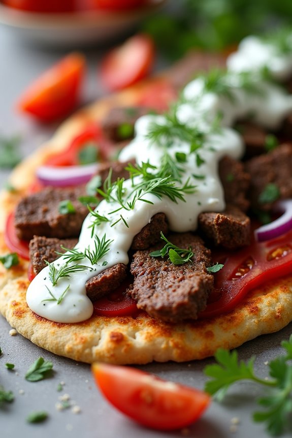 mediterranean lamb flatbread delight