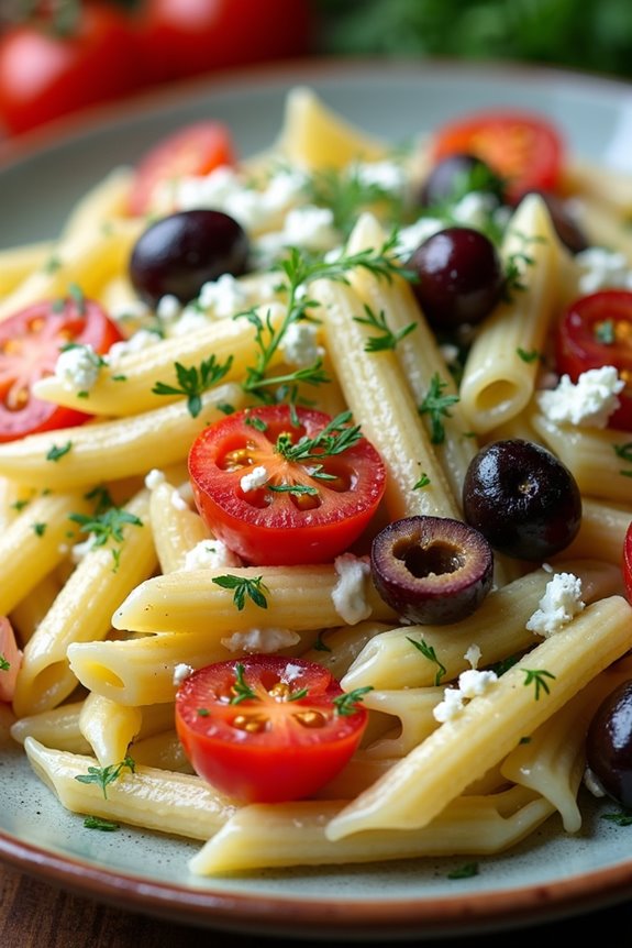 mediterranean pasta with tzatziki