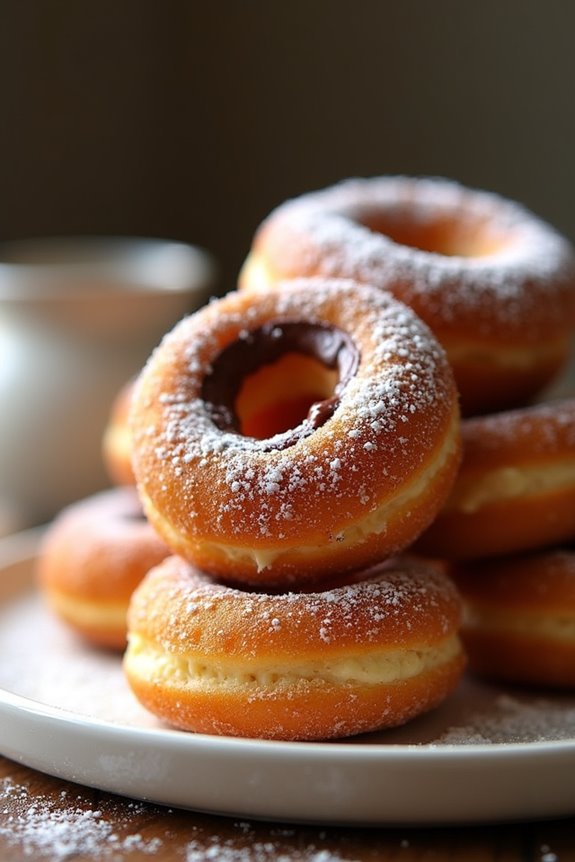 nutella filled fluffy doughnuts