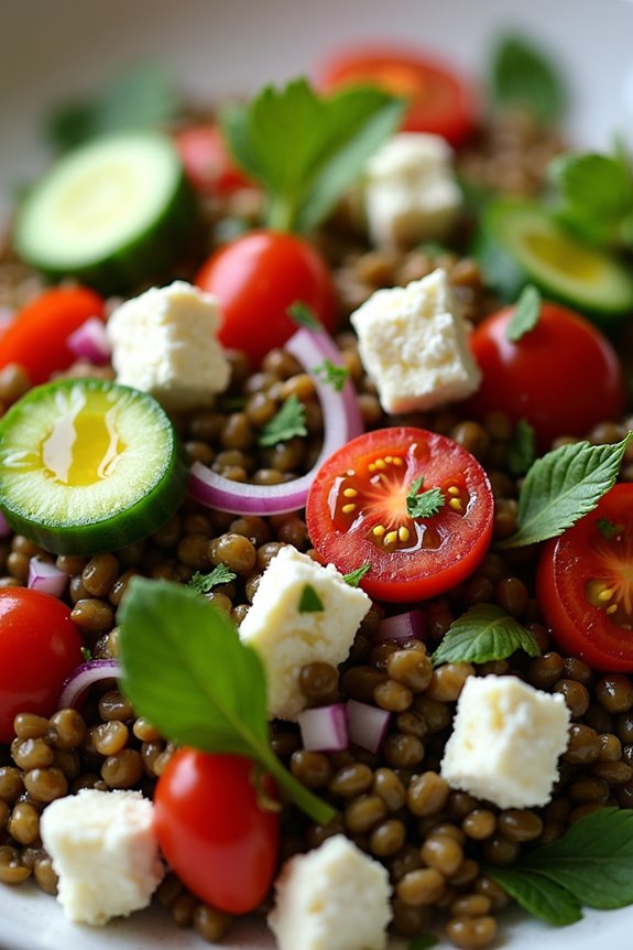 nutritious mediterranean lentil salad