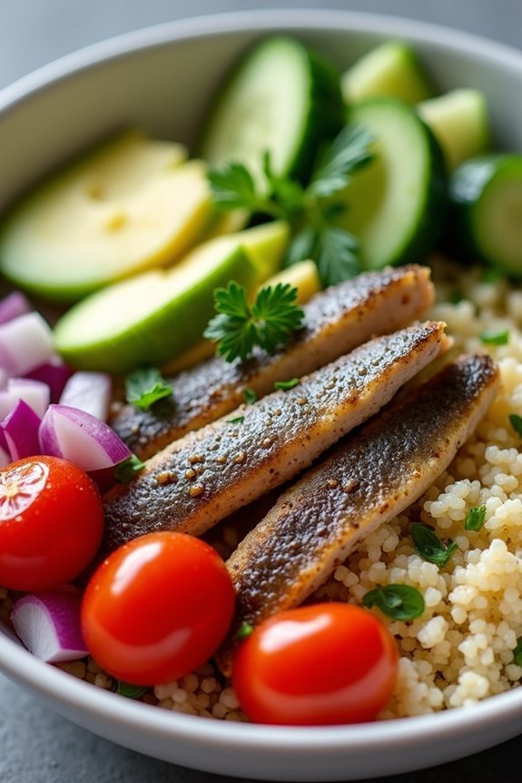 nutritious sardine quinoa bowl