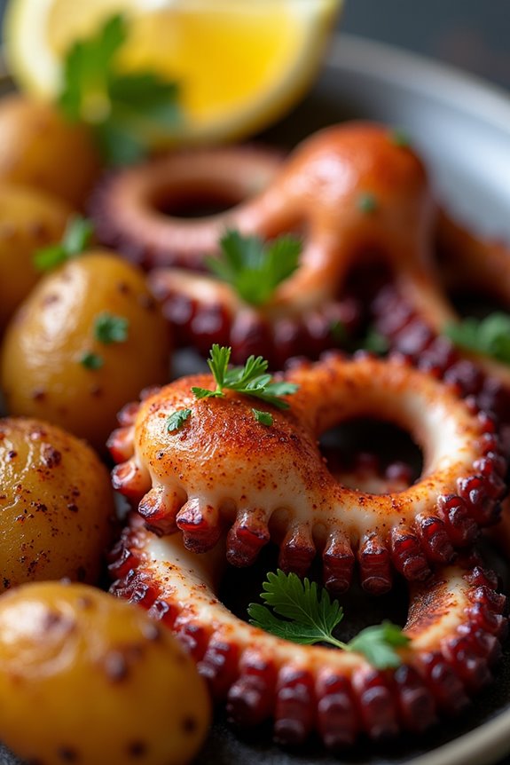 octopus with olive oil