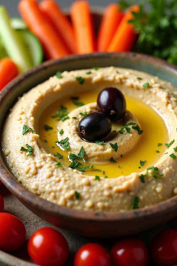 olive infused creamy hummus