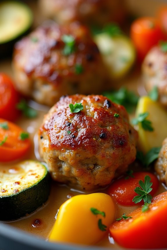 one pan meatballs with vegetables
