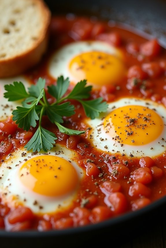 poached eggs in tomato sauce