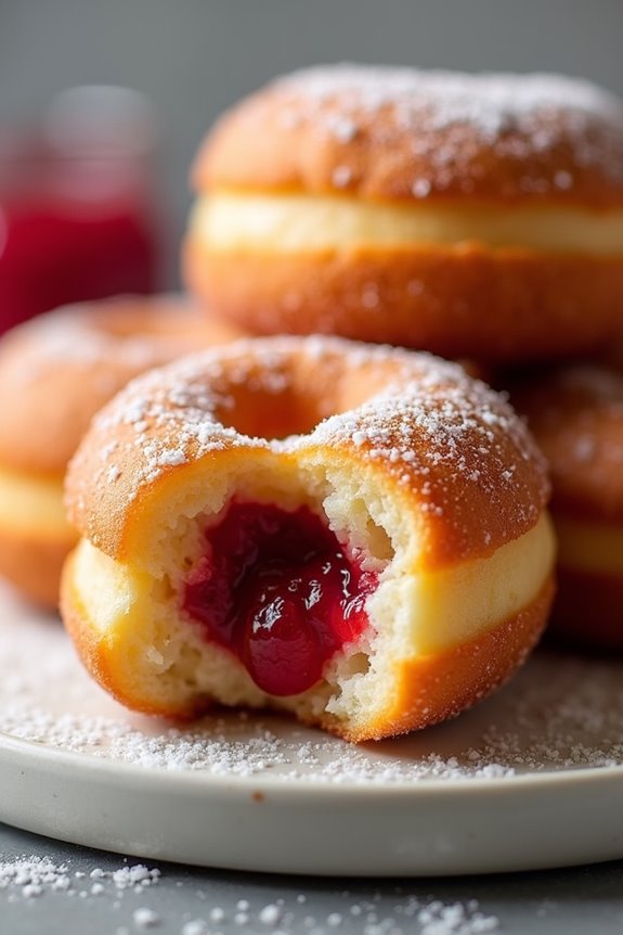 raspberry jam fried doughnuts