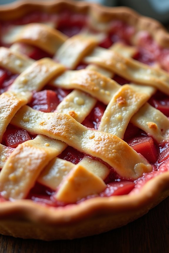 rhubarb pie with flaky crust