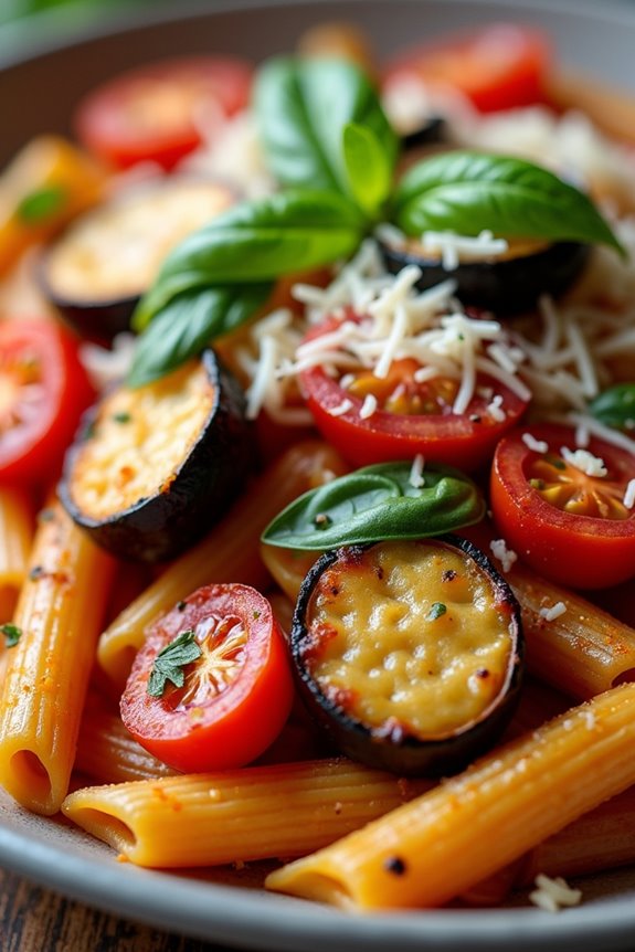 roasted eggplant tomato pasta