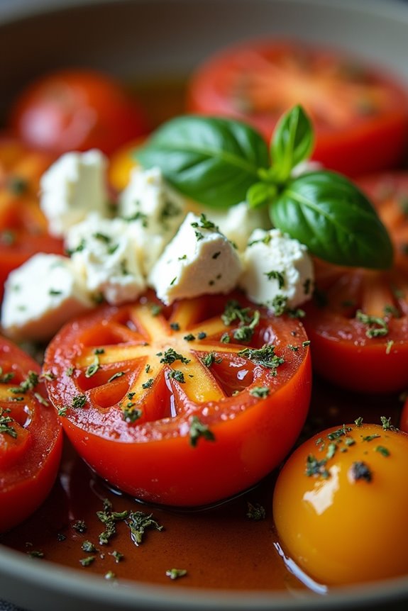 roasted tomatoes with feta