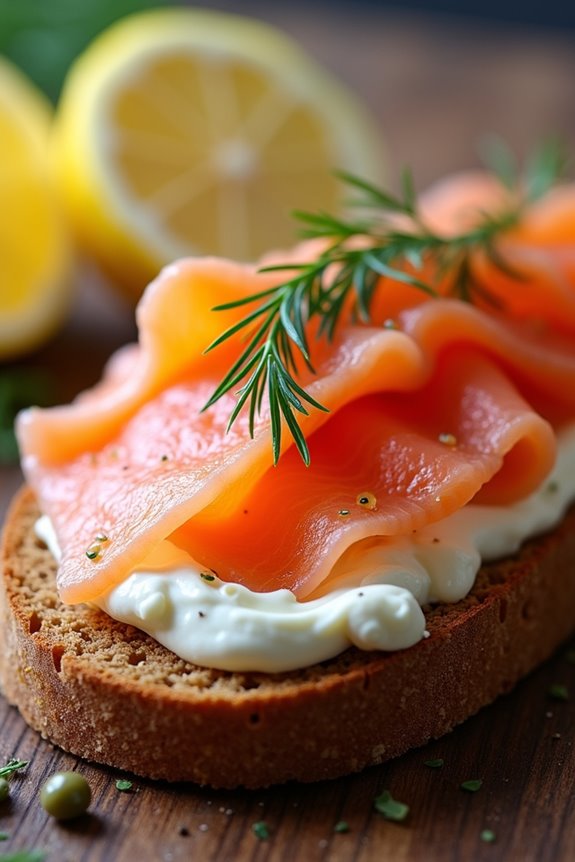rye bread with salmon