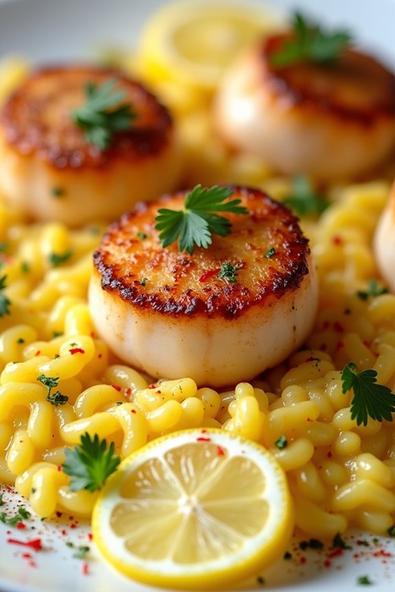 saffron risotto with scallops