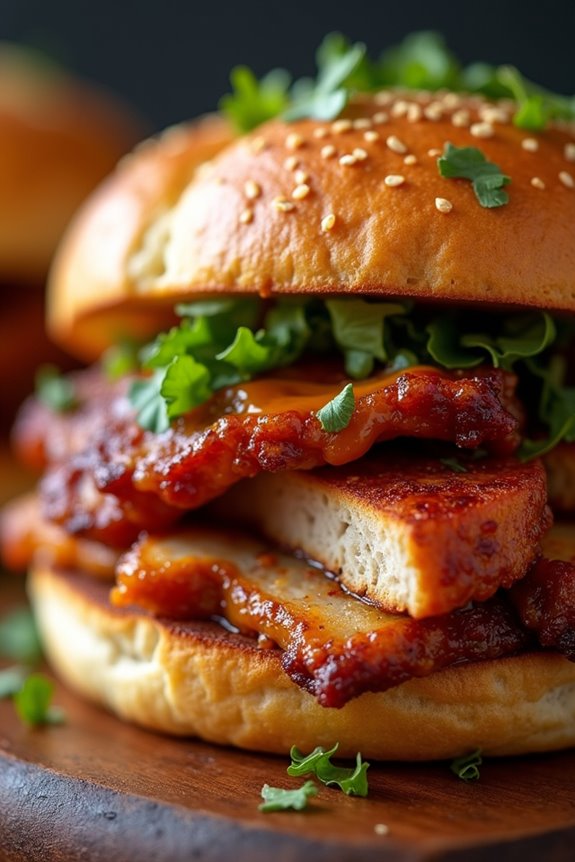 savory marinated pork sandwich