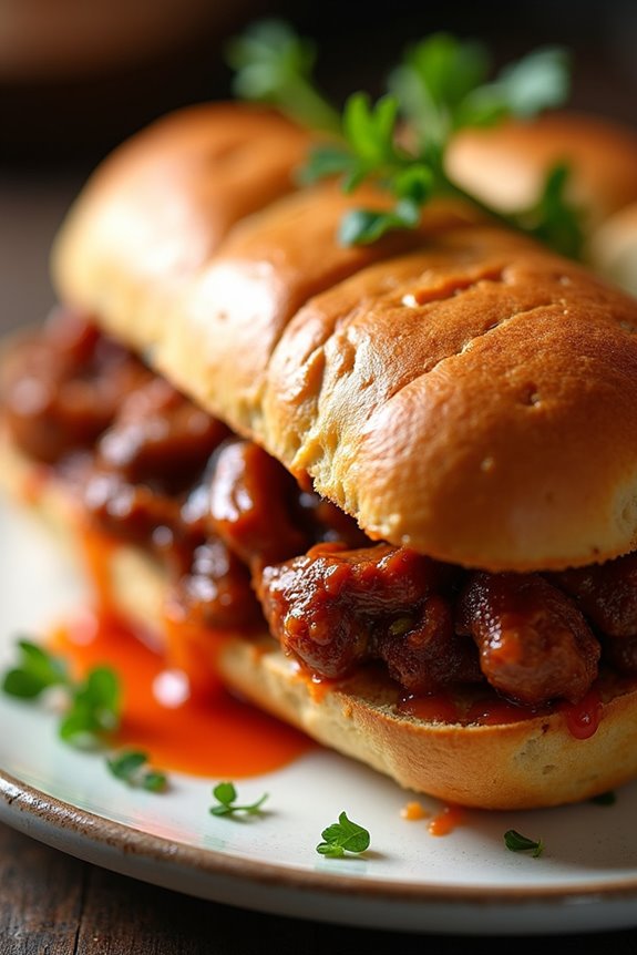 savory marinated pork sandwich