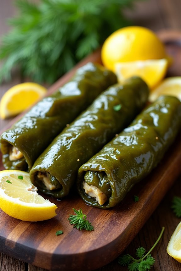 savory mediterranean stuffed grape leaves