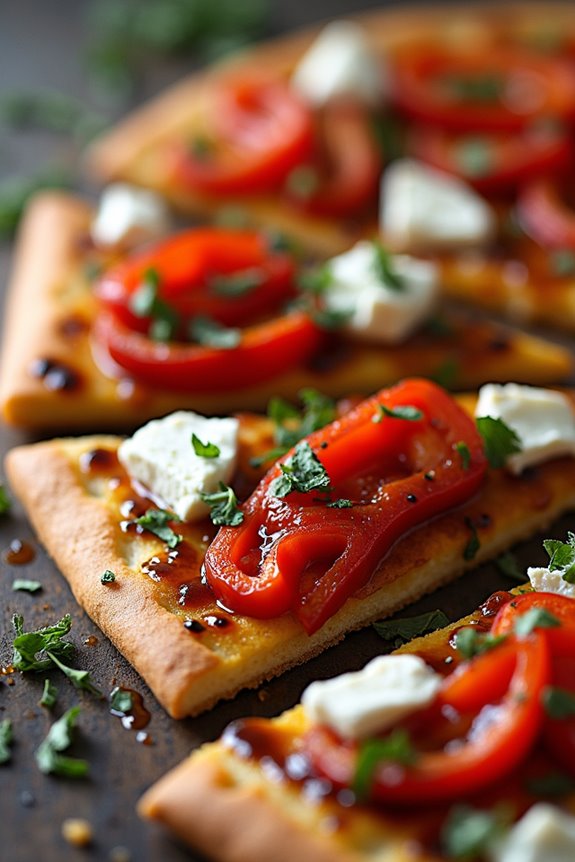 savory roasted red pepper flatbread