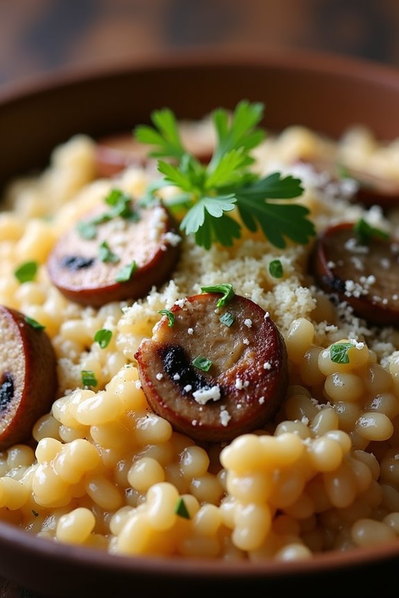 savory sausage mushroom risotto