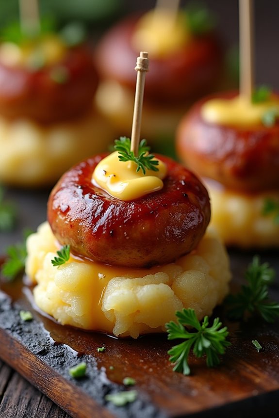 savory sausage potato skewers