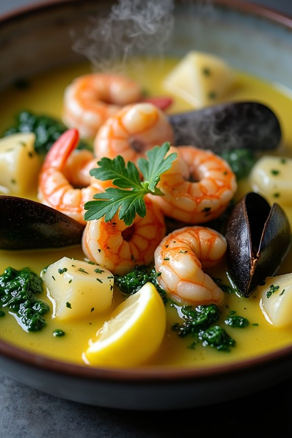 seafood infused portuguese soup