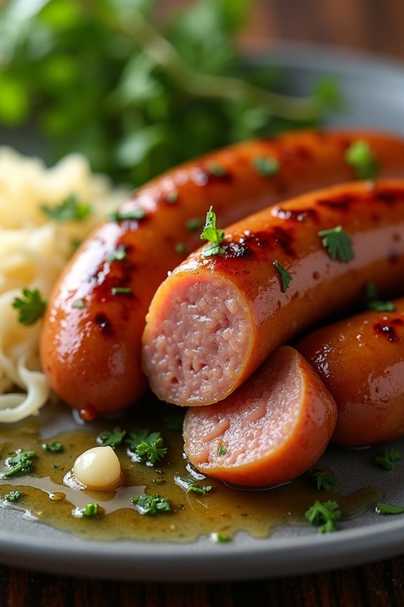 smoked bratwurst with garlic