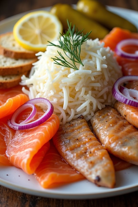 smoked fish and sauerkraut