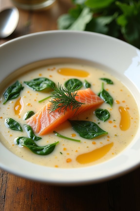 smoked salmon spinach soup