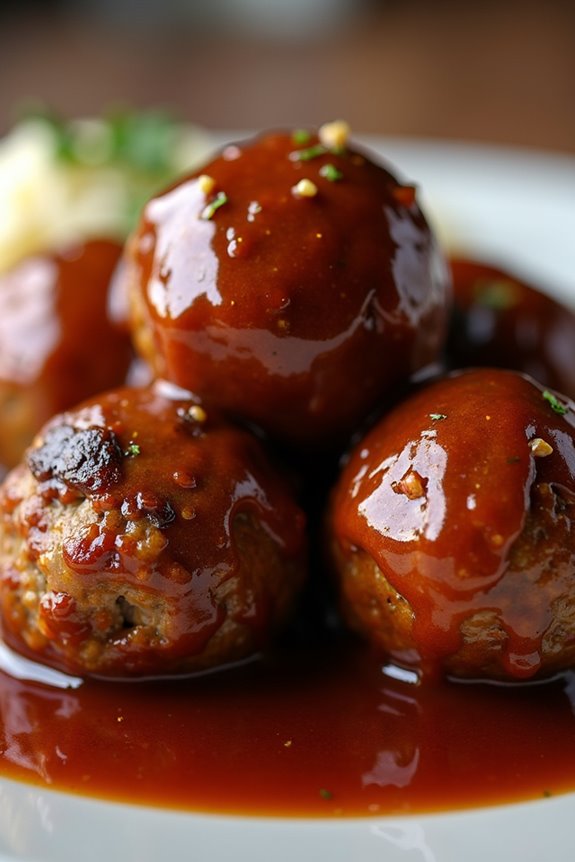 smoky meatballs with barbecue gravy