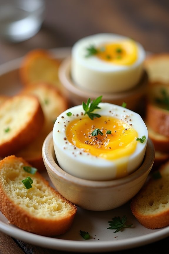 soft boiled eggs with toast