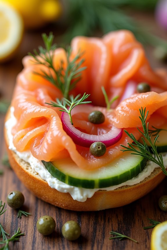 sophisticated smoked salmon bagels