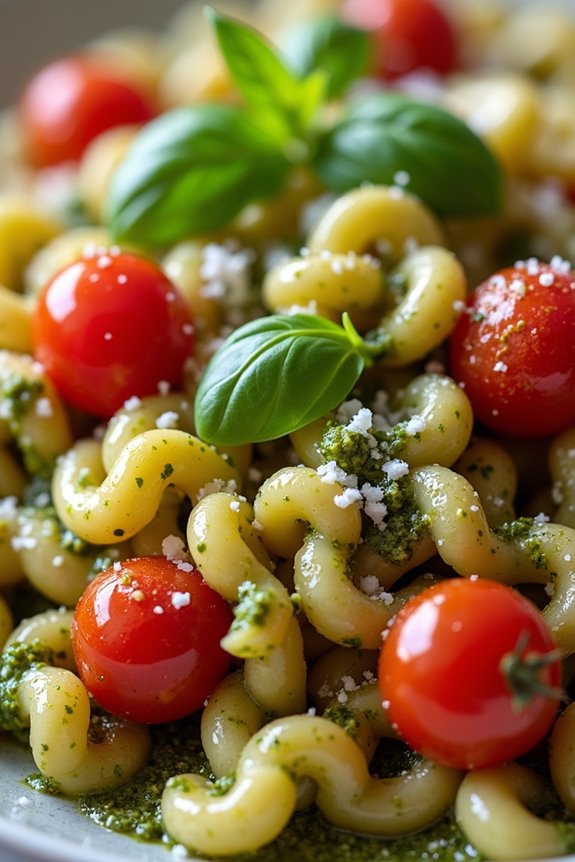 spaetzle with pesto tomatoes