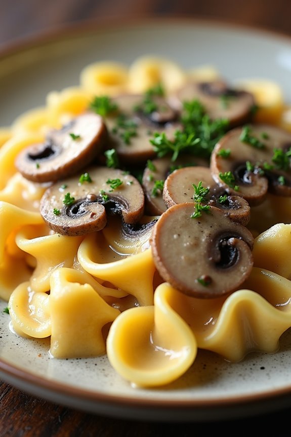 spaetzle with rich mushroom sauce