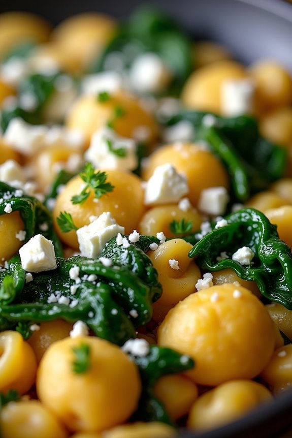 spaetzle with spinach and feta
