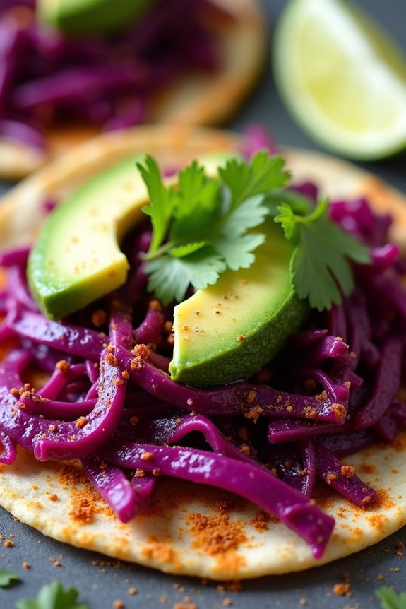 spicy red cabbage tacos
