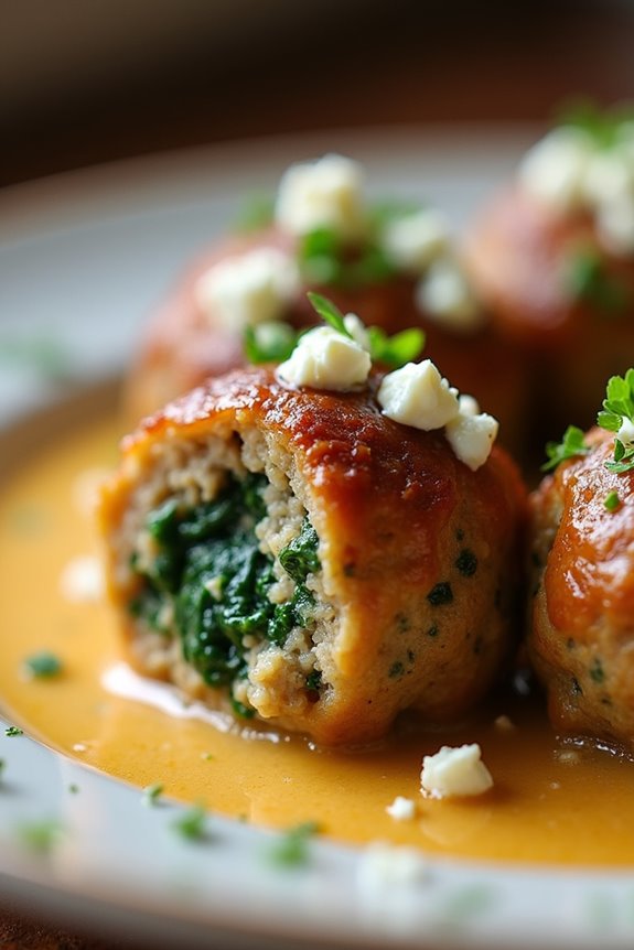spinach feta stuffed meatballs