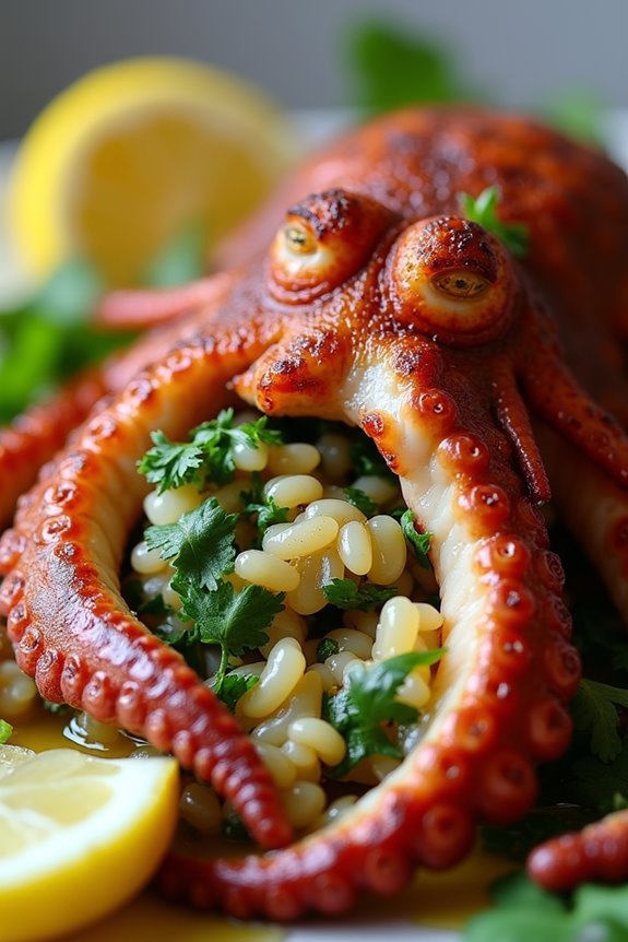stuffed octopus with rice