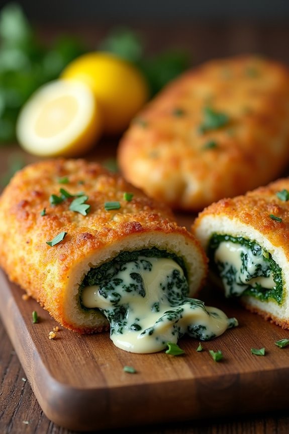 stuffed schnitzel with spinach