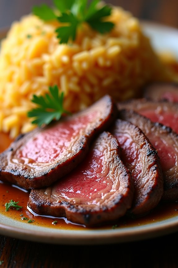 succulent beef with flavorful rice
