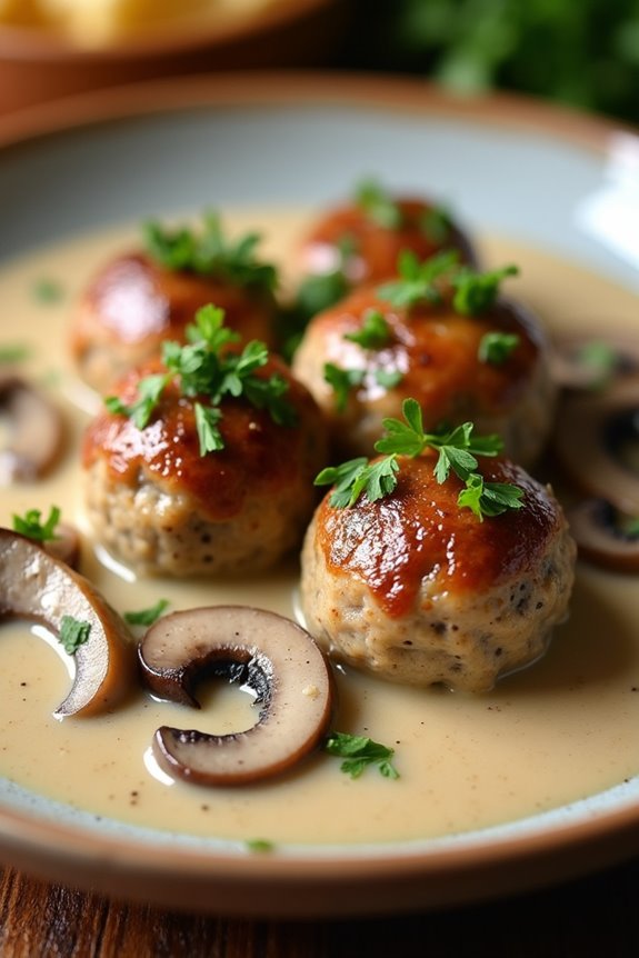 swedish meatballs with mushroom sauce