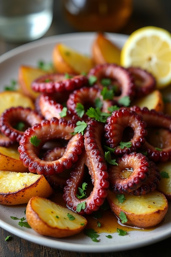 tender octopus with garlic