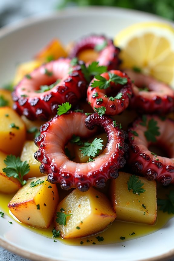 tender octopus with potatoes