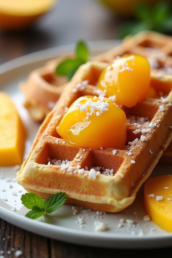 tropical coconut mango waffles