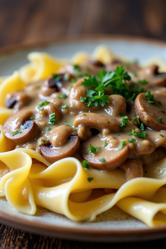 vegetarian stroganoff with sauerkraut
