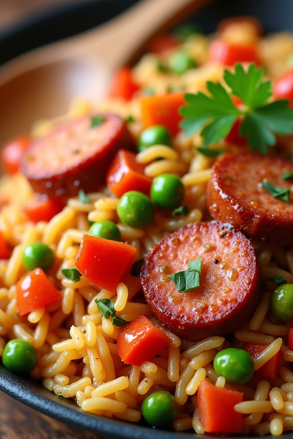 vibrant chorizo rice dish