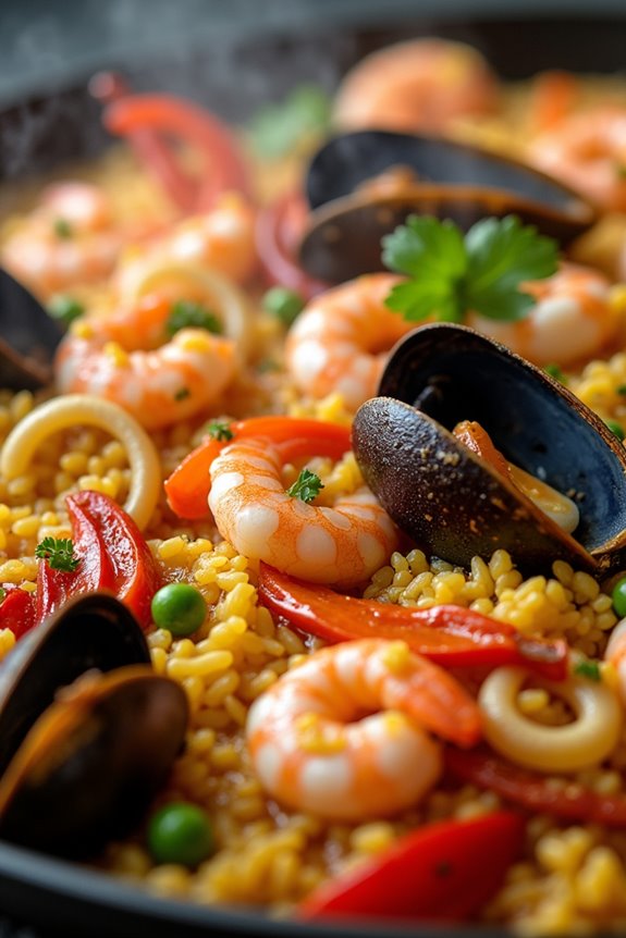 vibrant communal seafood dish