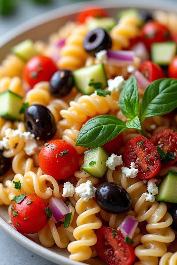 vibrant mediterranean pasta salad