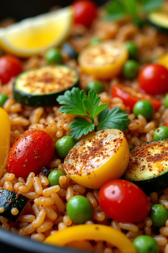 vibrant mediterranean vegetable paella