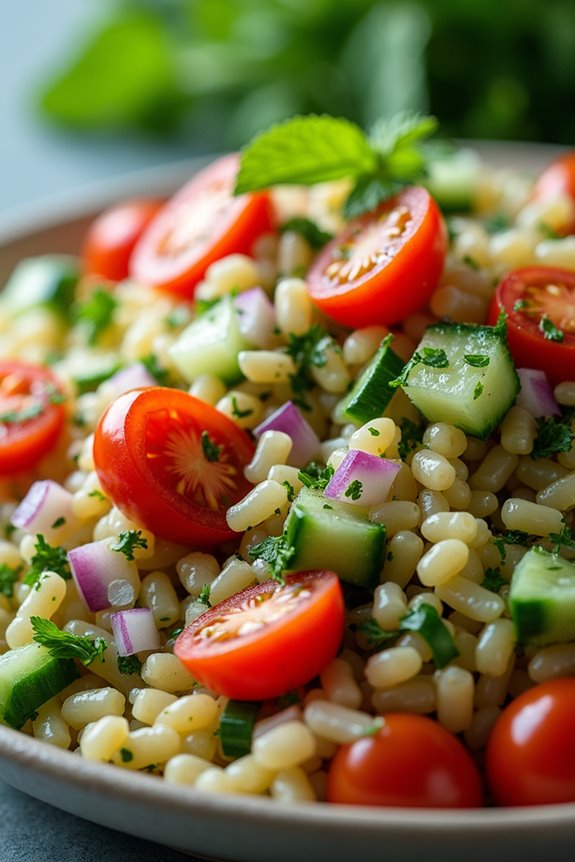 vibrant orzo tabbouleh salad