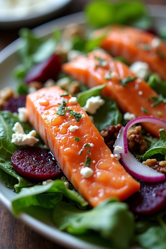 vibrant salmon beetroot salad
