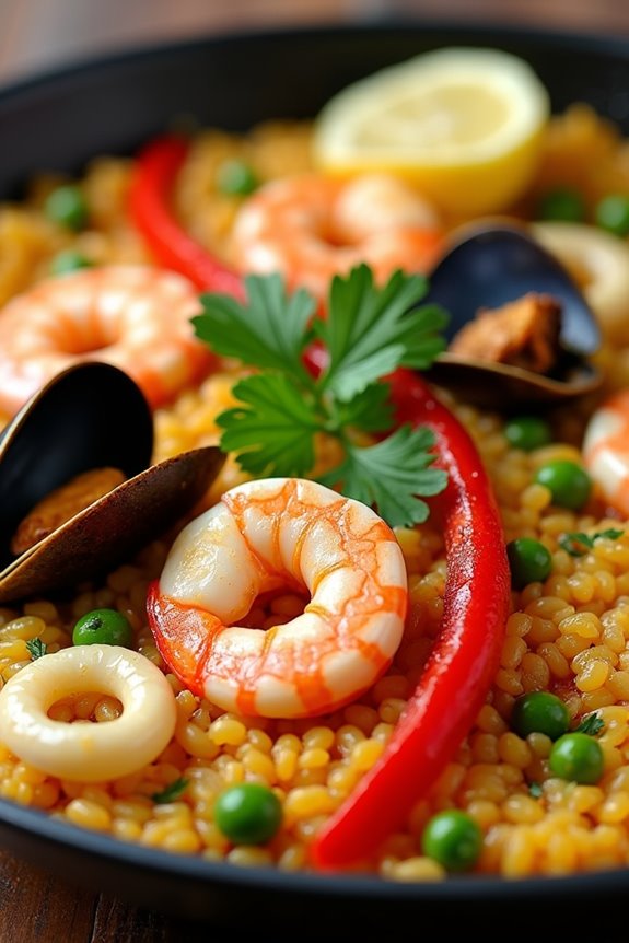 vibrant seafood rice dish
