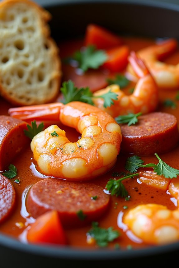 vibrant shrimp chorizo stew